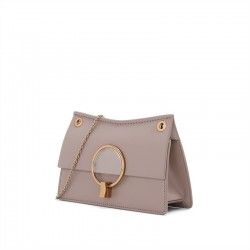 Charles Keith Metal Half Round Lady Chain Shoulder Bag Taupe